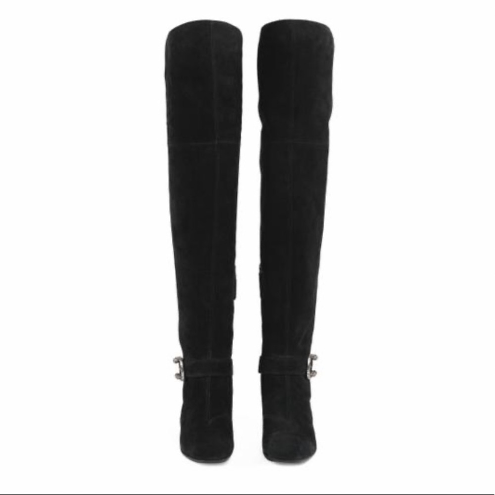 Gucci Dionysus Black Suede Over The Knee Boots Sz 36.5 - Picture 3 of 16